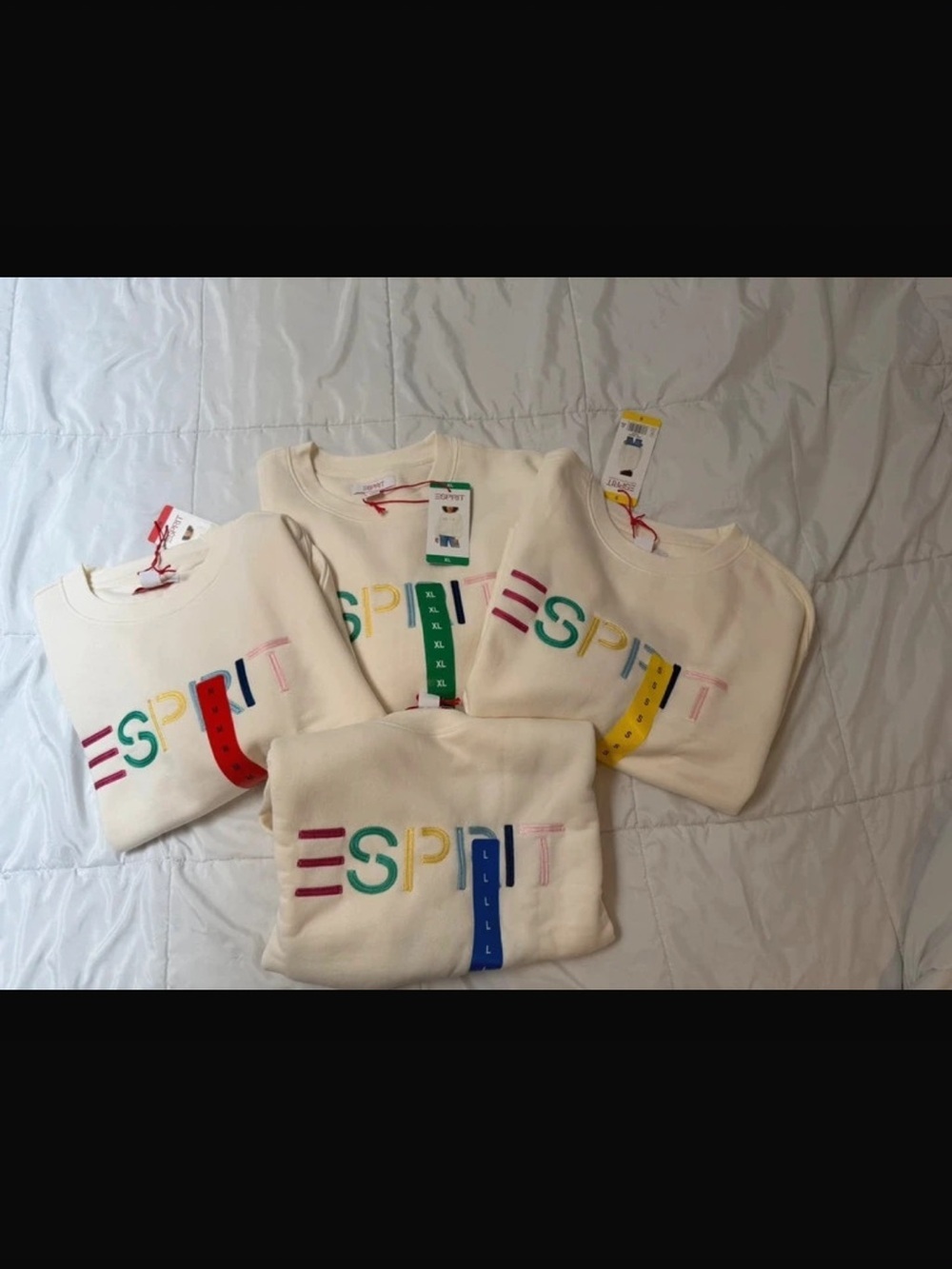 Esprit Cream Logo Sweatshirt - Women's Crewneck Sweater - NWT - Multiple Sizes - Picture 2 of 4